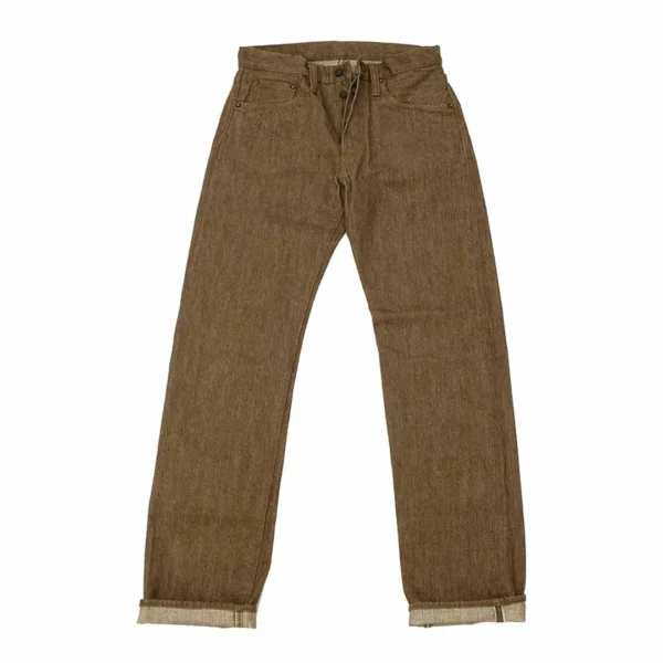 Pure Blue Japan 14oz Brown Denim Regular Straight Jeans Front