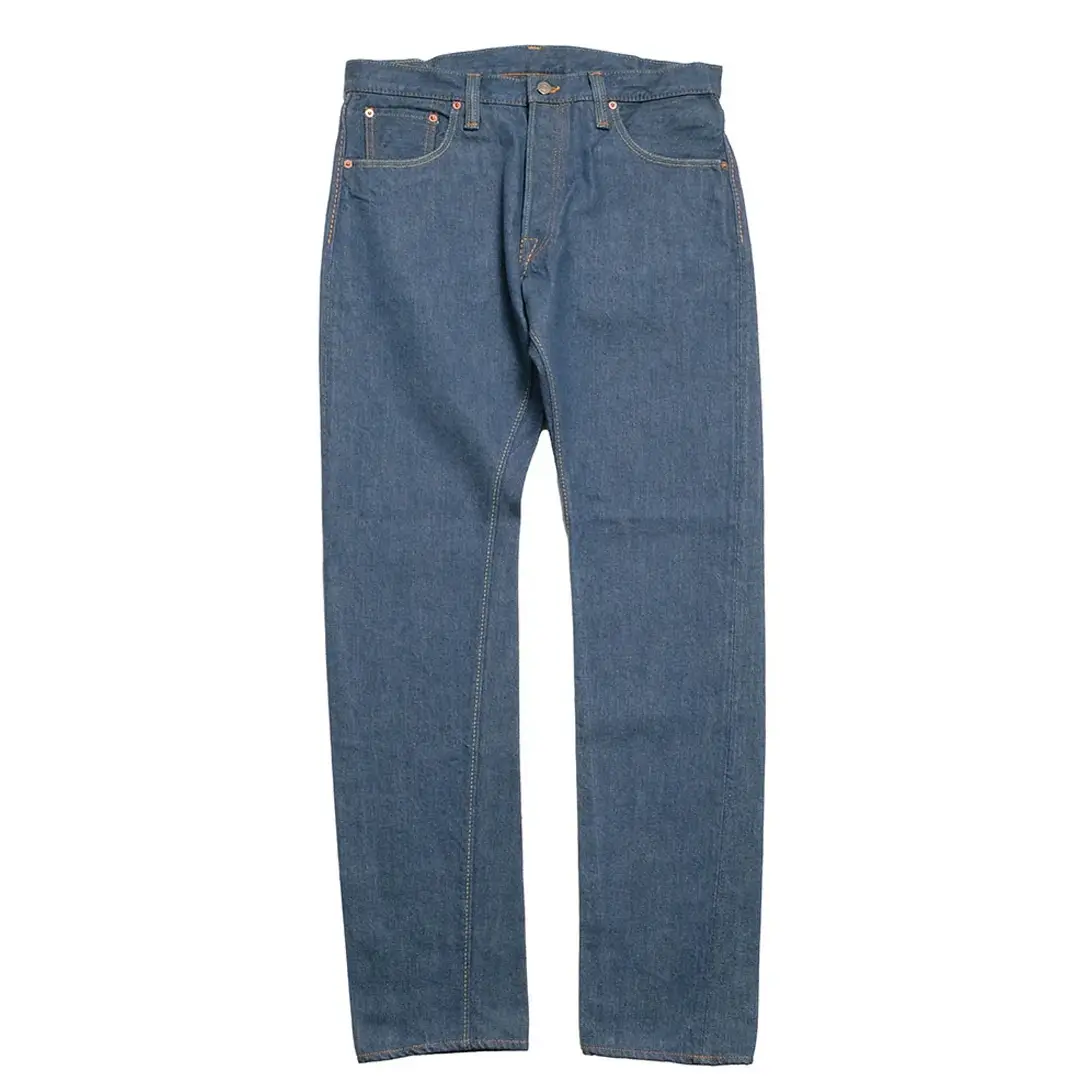 Pure Blue Japan 14oz Smokey Blue Selvedge Denim Relaxed Tapered Jeans Front